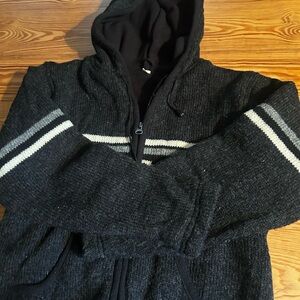 Wool and fleece zip up hoodie